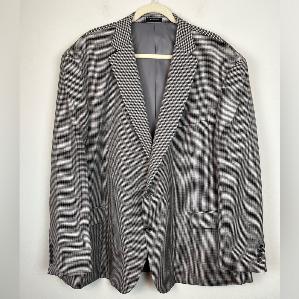 Jean Paul Germain Sport Coat LONDON Blazer Men’s 54R Gray Wool Houndstooth